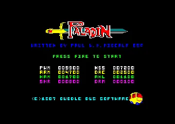Paladin (UK) (1987) screen shot title